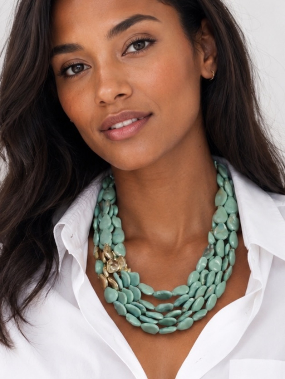 New! Turquoise Mint Pebble Stacked Necklace NWOT